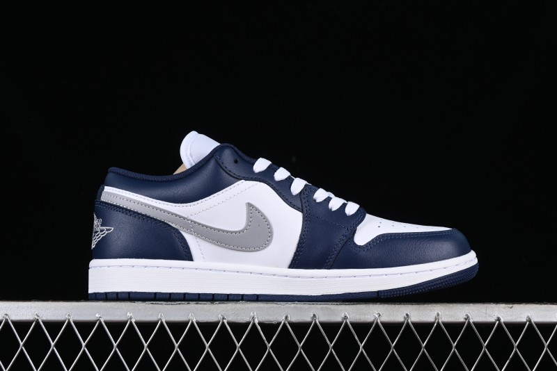Nike Air Jordan 1 Low AJ1 White Blue Grey Low Top Lifestyle Basketball Shoes - 553558-141