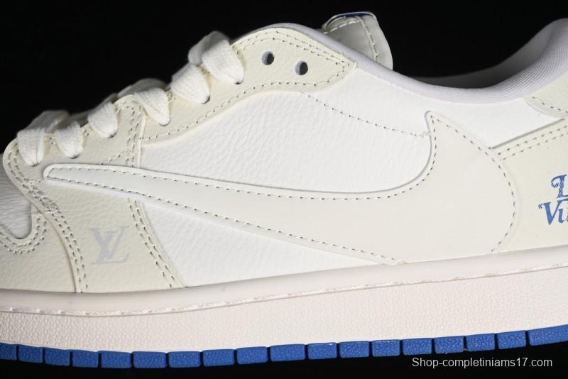 Nike Travis Scott x Fragment Design x Air Jordan 1 Low OG SP AJ1 LV Collaboration Light Blue Low-Top Casual Sneakers - LJ5188-007