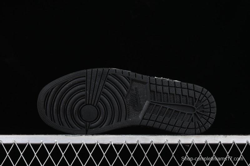 Nike Air Jordan 1 Low LV Collaboration - Black Denim Print Custom High-End Basketball Shoes - SJ9950-006