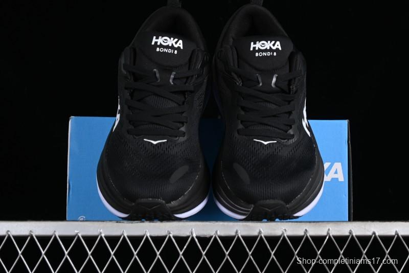 HOKA ONE ONE Bondi 8 Functional Cushioned Running Shoes with Engineered Mesh Upper - 1123202 BWHT