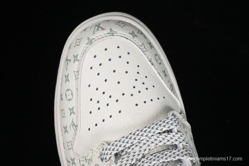 Nike Air Jordan 1 Low LV Collaboration - Black Denim Print Custom High-End Basketball Shoes - SJ9950-006