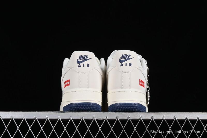 Nike Air Force 1 '07 Low Supreme Collaboration - White Blue Color Block Low-Top Casual Sneakers - XZ6188-001