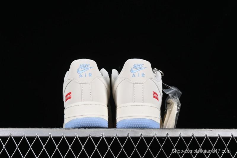 Nike Air Force 1 '07 Low Supreme Collaboration - White Blue Colorblock Low-Top Casual Sneakers BB9599-202