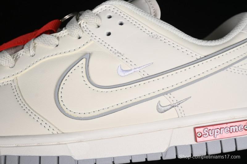 Nike SB Dunk Low Supreme Collaboration - Light Grey Anniversary Customized Low-Top Casual Skate Shoes - DJ2024-005