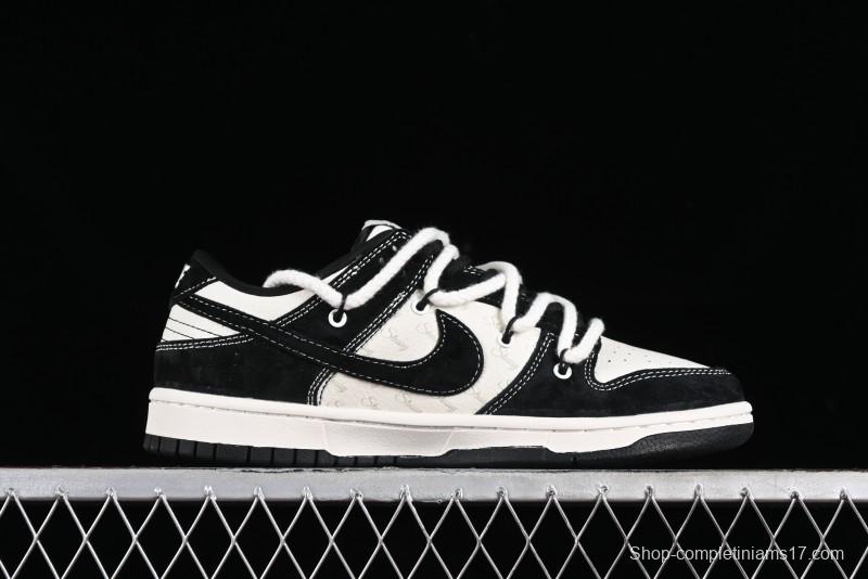 Stussy x Nike Dunk Low SB Sneakers in Beige Black Swoosh - SJ2068-252