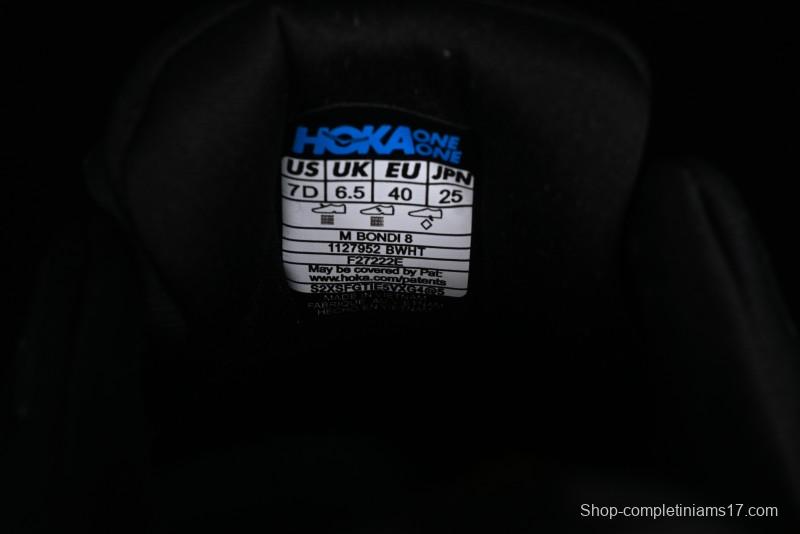 HOKA ONE ONE Bondi 8 Functional Cushioned Running Shoes with Engineered Mesh Upper - 1123202 BWHT