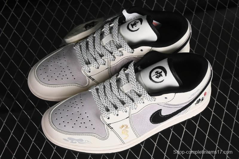 Nike Air Jordan 1 Low Retro Basketball Shoes Custom Black Myth Wukong Design - SJ9950-042