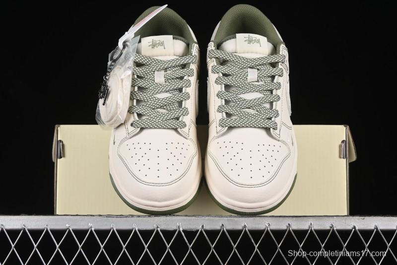 Nike SB Dunk Low Stussy Collaboration - Beige Green Anniversary High-End Custom Low-Top Casual Skate Shoes - BB1818-102