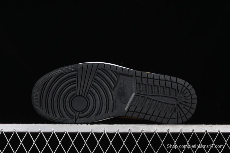 Nike Air Jordan 1 Low AJ1 Black White Gold Hook Basketball Shoes - 553558-172