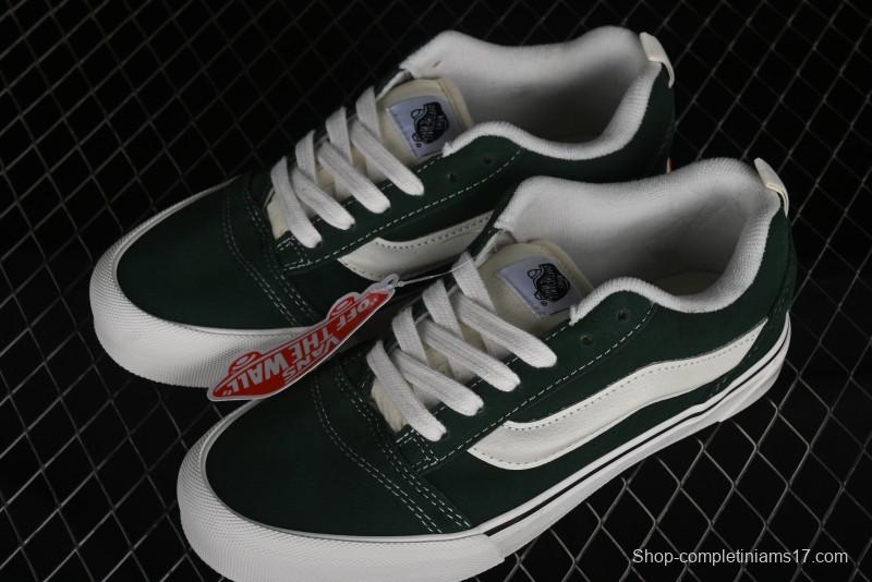 Vans Knu-Skool High Street American Retro Canvas Skate Shoes in Black Green - VN000CSQW3Z