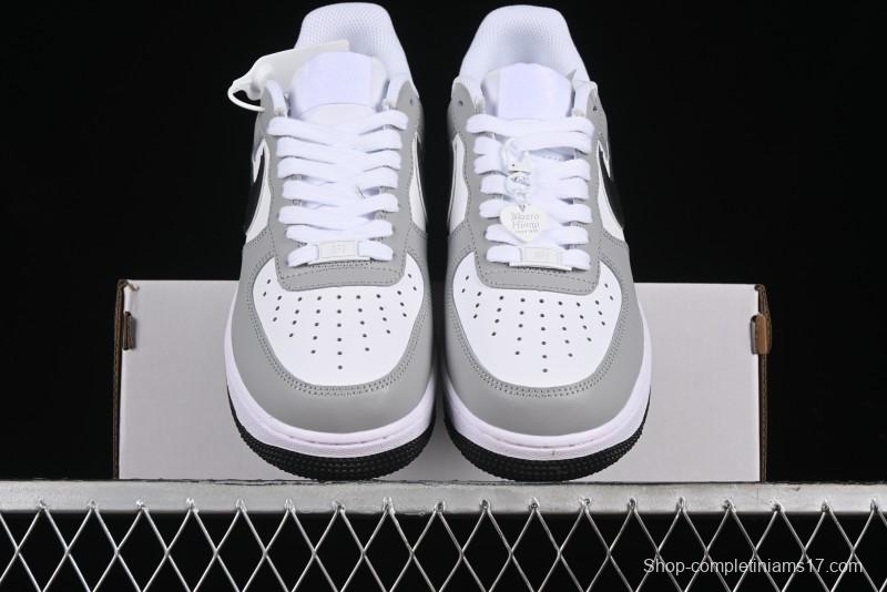 Nike Air Force 1 '07 Low White Grey Black Double Swoosh Casual Sneakers - DY8899-001