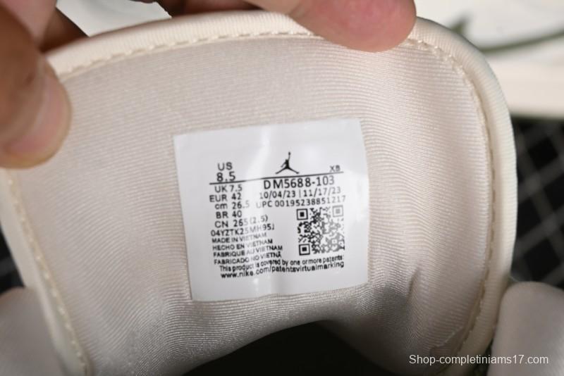 Nike Air Jordan 1 Low AJ1 Gucci Collaboration - Beige Green Knit High-End Custom Retro Basketball Shoes - DM5688-103