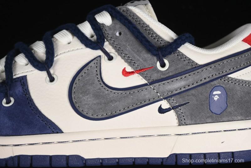 Nike SB Dunk Low BAPE Collaboration - Strap Multi-Color Grey Swoosh Anniversary Custom Low-Top Casual Sneakers - SJ2068-278