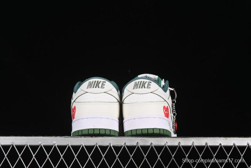 Nike SB Dunk Low Comme des Garçons Collaboration - Woven Beige White Swoosh Anniversary Custom Low-Top Casual Skate Shoes - KK1888-010