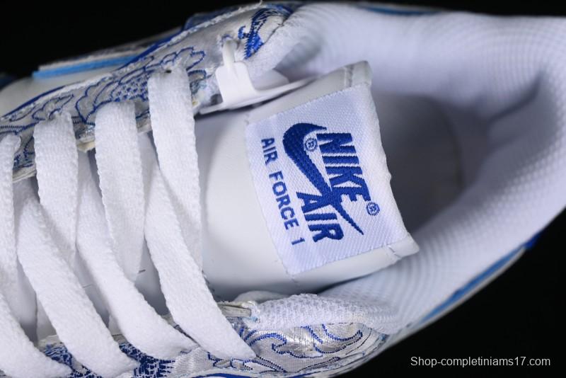 Nike Air Force 1 '07 Low DIY Blue and White Porcelain Dragon Embroidery Casual Sneakers - CW2288-201