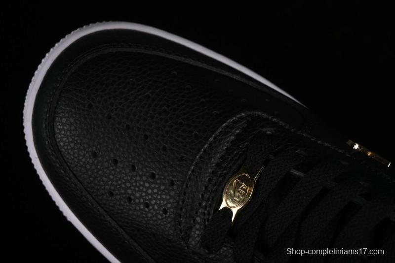 Nike Air Force 1 '07 Low Black Gold Swoosh Casual Sneakers - CT1990-001