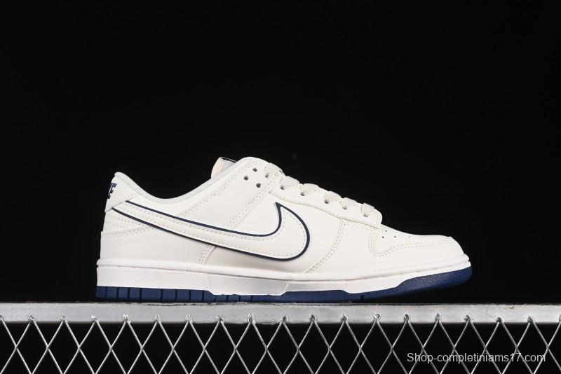 Nike SB Dunk Low Supreme Collaboration - Off White Navy Swoosh Anniversary Custom Low-Top Casual Skate Shoes - DJ2024-013