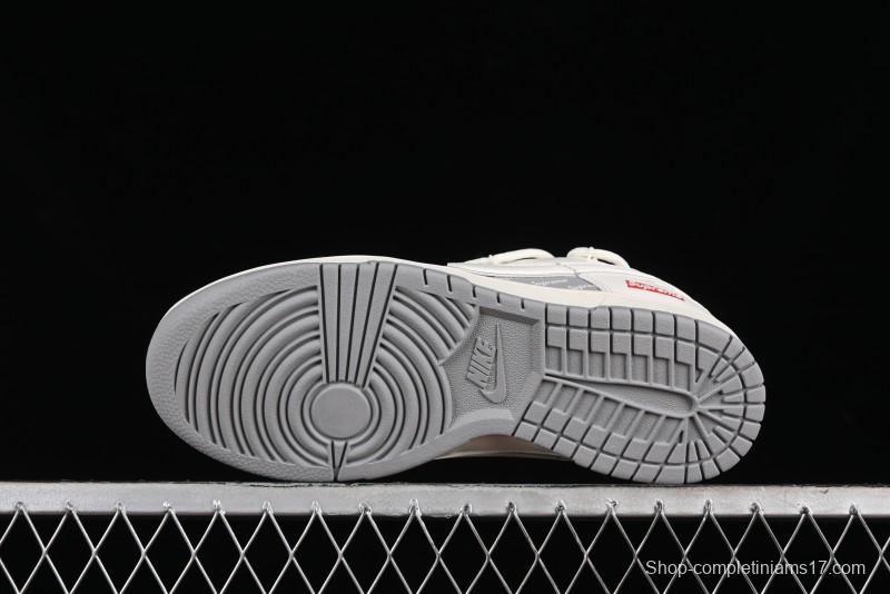 Nike SB Dunk Low Supreme Collaboration - Beige White Fox Lettering Anniversary High-End Custom Low-Top Casual Skate Shoes - JJ5688-106