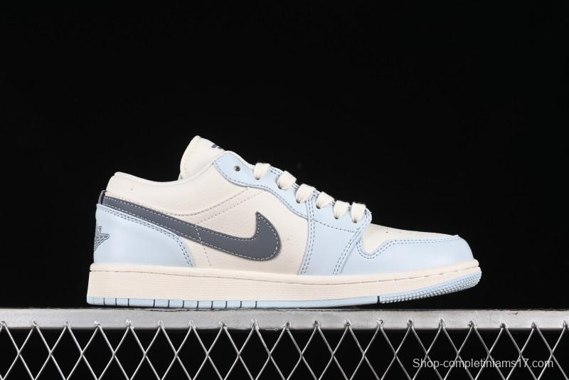 Nike Air Jordan 1 Low Retro Basketball Shoes - Giorgio Armani Collaboration Ice Blue - WG8850-012