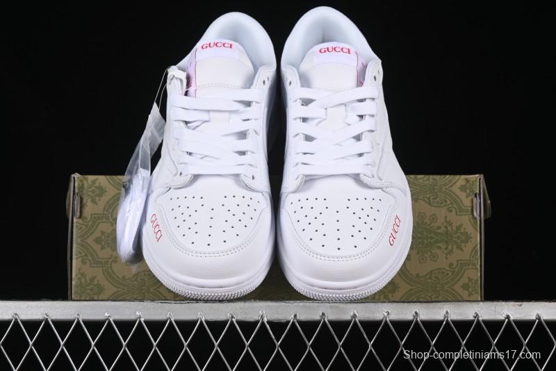 Nike Travis Scott x Fragment Design x Air Jordan 1 Low OG SP AJ1 Gucci Collaboration - White Low-Top Casual Sneakers LJ5188-014