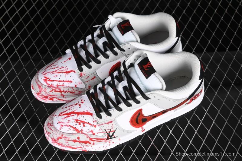 Nike SB Dunk Low Casual Skate Shoes - Anniversary Custom Edition in White/Grey/Black - LW1818-103