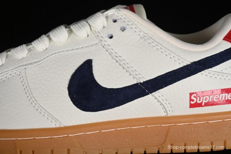 Nike SB Dunk Low Supreme Collaboration - Off White Gum Anniversary Customized Low-Top Casual Skate Shoes - JH8310-945