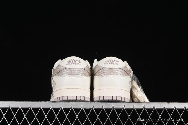 Nike SB Dunk Low Hermes Collaboration - Snake Print Brown Swoosh Low Top Casual Skate Shoes - XD6188-040