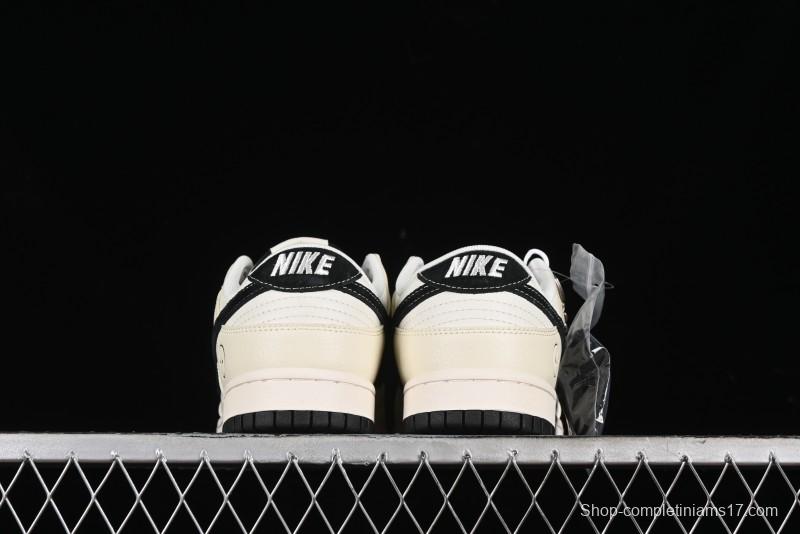 Nike SB Dunk Low Lightning Collaboration - Off White Black Double Swoosh Anniversary Custom Low-Top Casual Skate Shoes - XY1688-007