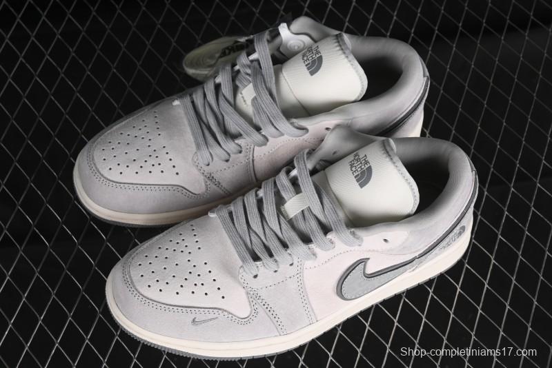 Nike Air Jordan 1 Low AJ1 The North Face Collaboration - Suede Grey Retro Basketball Shoes - DM5688-111