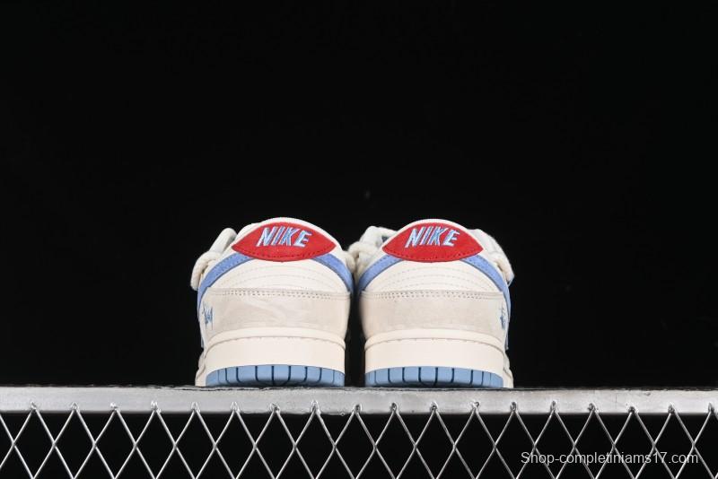 Nike SB Dunk Low Stussy Anniversary Edition Customized Low-Top Casual Skate Shoes with Blue Swoosh - SJ2068-279