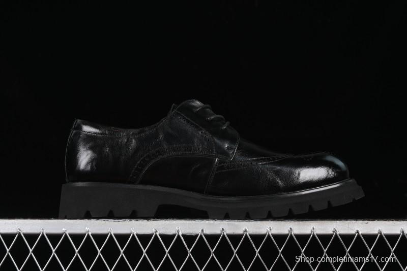 Ecco Block Brogue Business Derby Round Toe Genuine Leather Dress Shoes - 63667201001