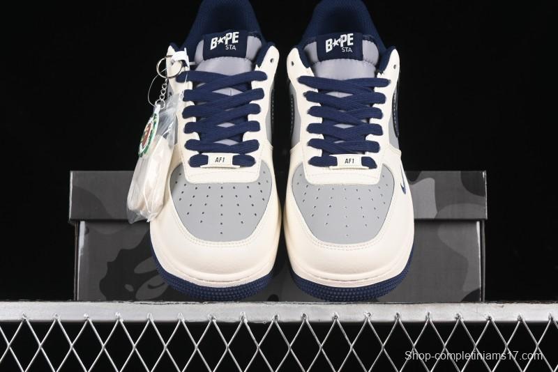 Nike Air Force 1 '07 Low Bape Collaboration - Deep Blue Grey Low-Top Casual Sneakers BB6566-206