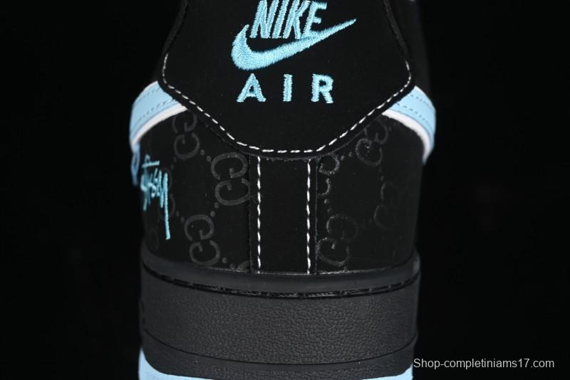 Nike Air Force 1 '07 Low Stussy Collaboration - Black Tiffany Low-Top Casual Sneakers - KK1988-008