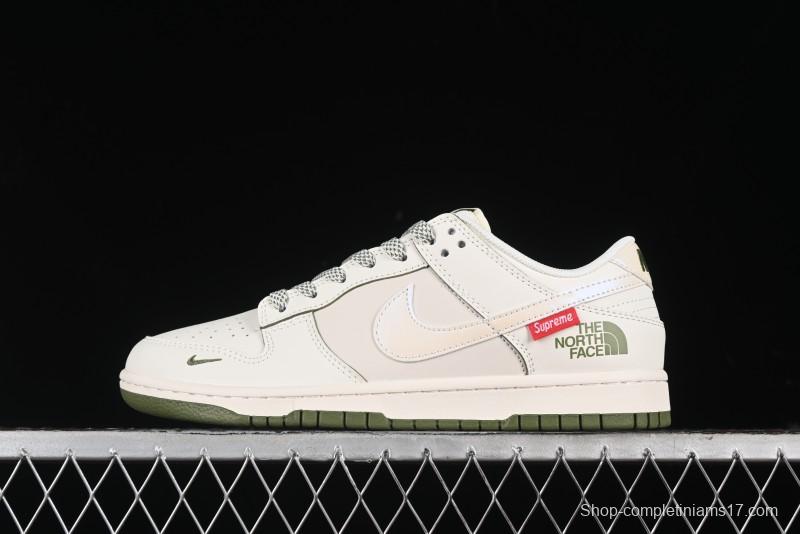 Nike SB Dunk Low Supreme The North Face Collaboration - Beige Green Reflective Swoosh Anniversary Custom Edition Low-Top Casual Skate Shoes - XX2025-638