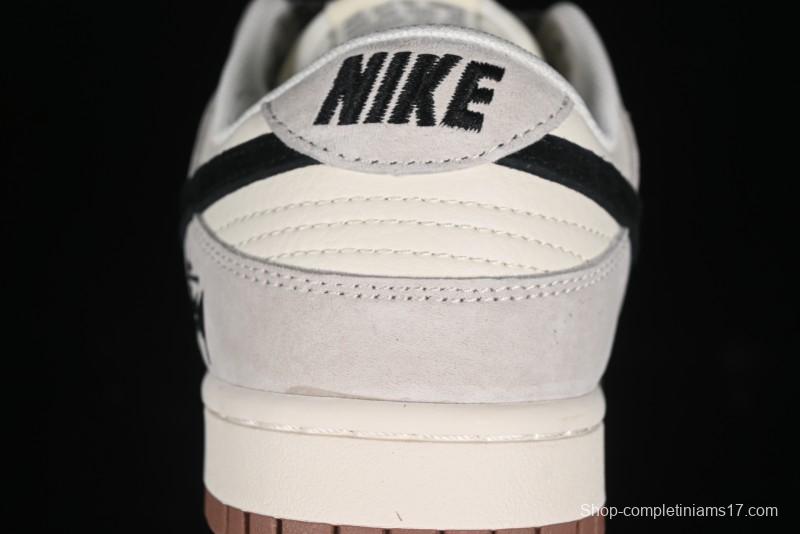 Nike SB Dunk Low Stussy Collaboration - Grey Black Checkerboard Gum Sole Anniversary Custom Low-Top Casual Skate Shoes - CF3688-031