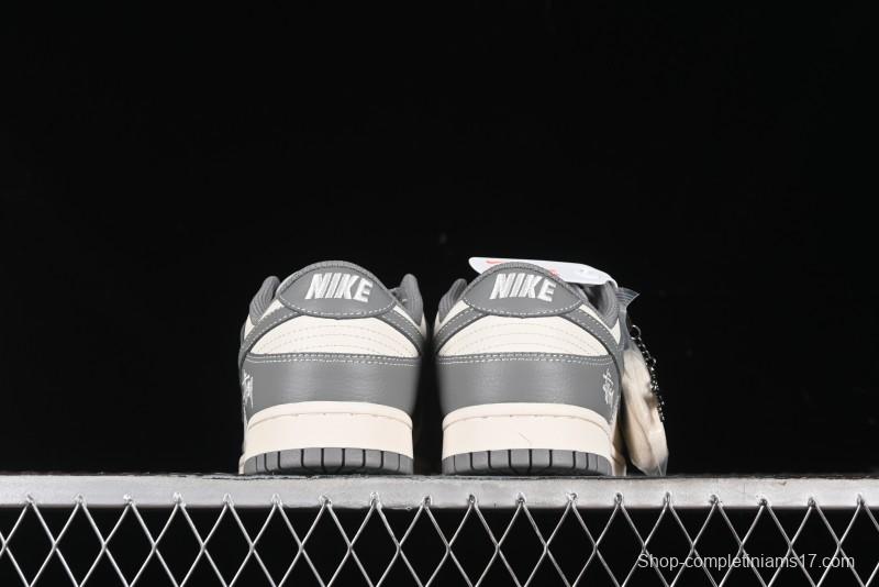 Nike SB Dunk Low Stussy Collaboration - Midnight Grey Anniversary Custom Low-Top Casual Skate Shoes - BB9898-007