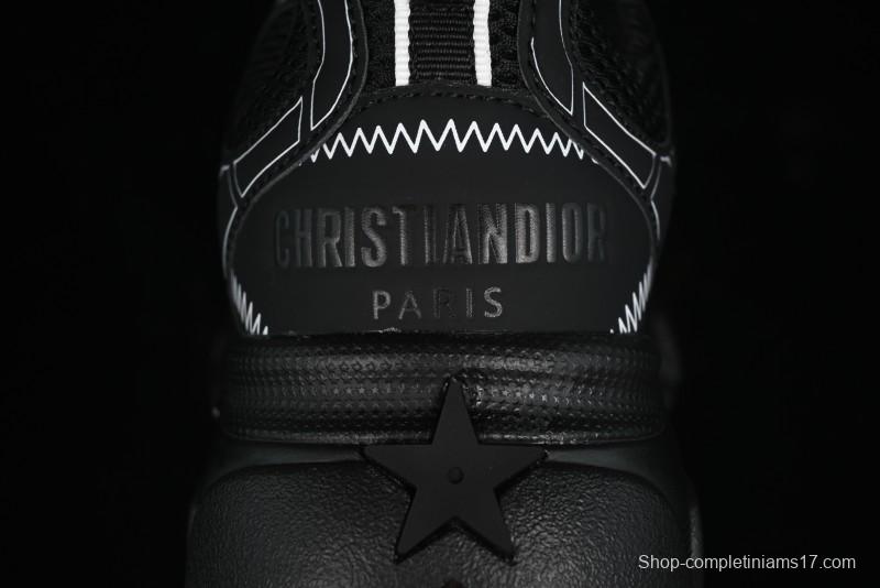 Dior Chrono Round Toe Lace-Up Lifestyle Casual Running Sneakers - 6865 WHITE BLACK