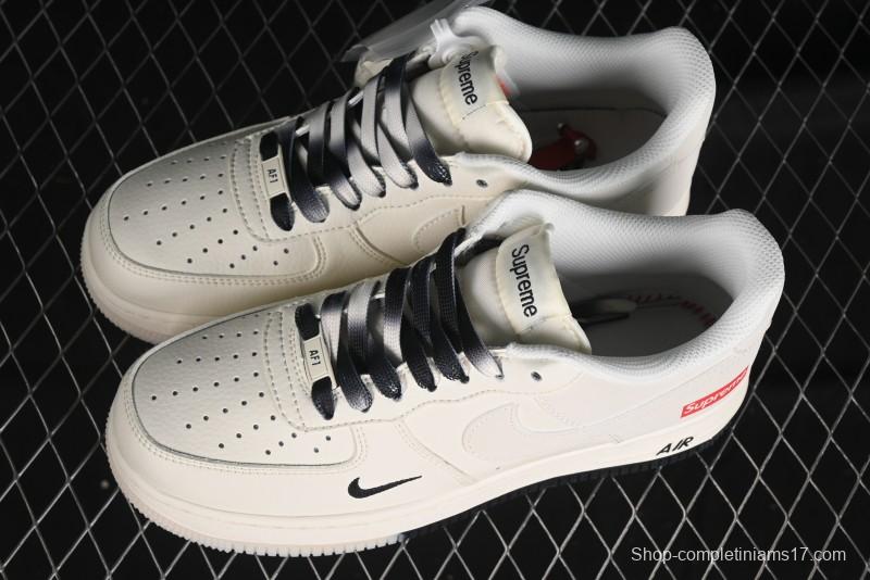 Nike Air Force 1 '07 Low Supreme Collaboration - White Black Two-Tone Low-Top Casual Sneakers - BB7577-217