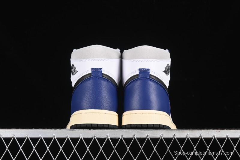 Nike Air Jordan 1 Retro High Basketball Shoes in White Deep Royal Blue - DZ5485-100