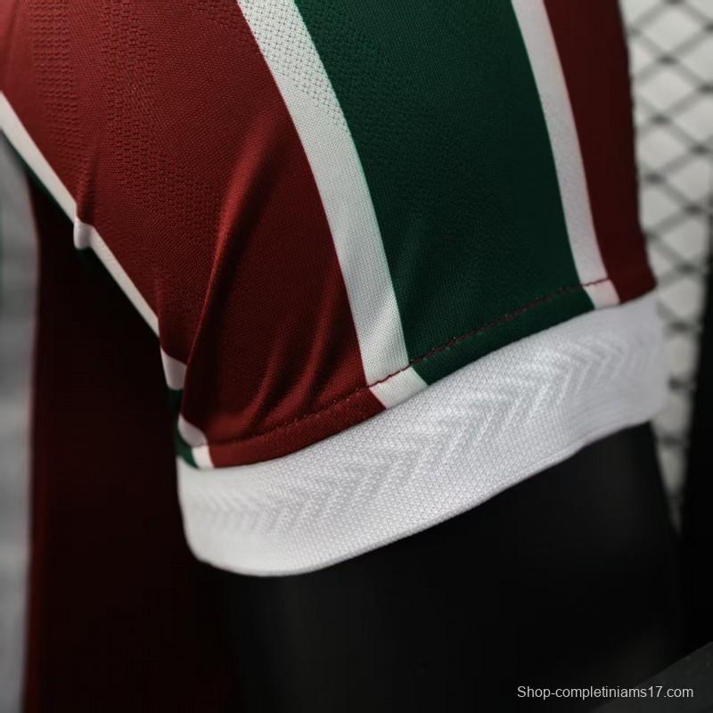 Player Version 25/26 Fluminense Green and Burgundy Vertical Striped with White Trim Jersey