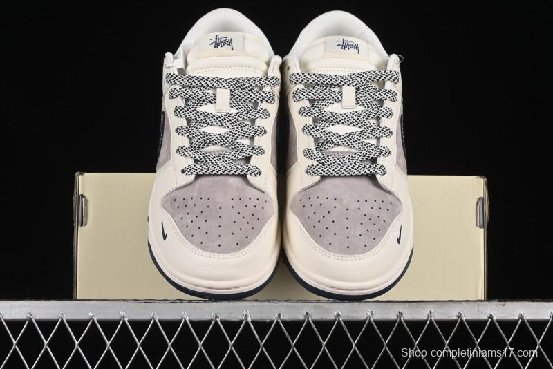 Nike SB Dunk Low Stussy Anniversary High-End Custom Sneakers with Blue Swoosh - SJ1089-003
