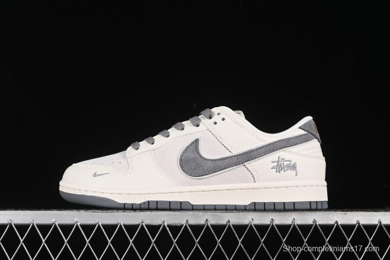 Nike SB Dunk Low Stussy Collaboration - Off White Grey Pig Anniversary Custom Low-Top Casual Skate Shoes - XX2025-888
