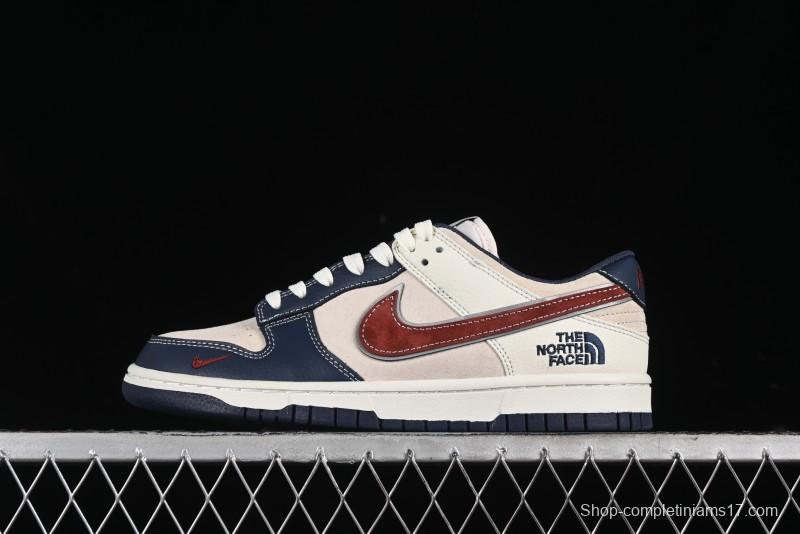 Nike SB Dunk Low The North Face Collaboration - Two-Tone Red Brown Swoosh Anniversary Custom Low-Top Casual Skate Shoes - DJ2024-036