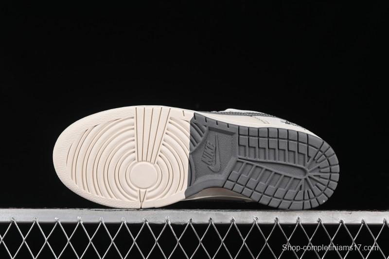 Nike SB Dunk Low Stussy Collaboration Patch Grey White Dark Grey Swoosh Anniversary Custom Low-Top Casual Skate Shoes - MM1089-024