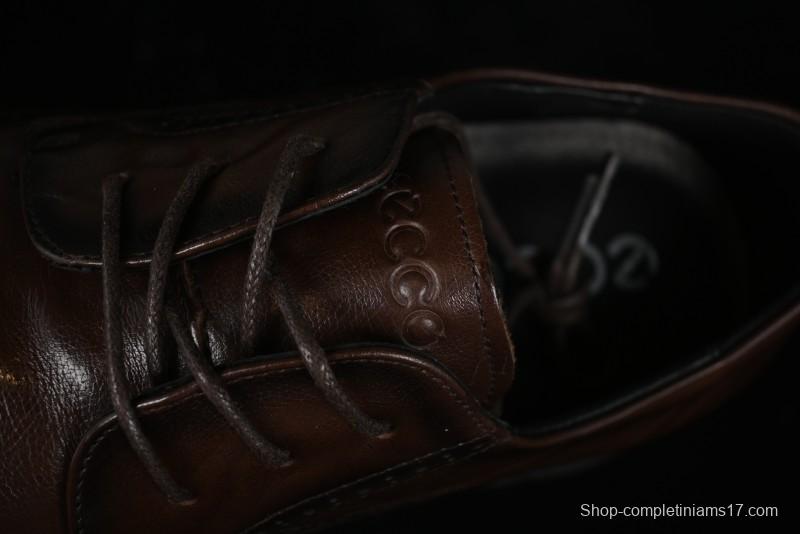 ECCO Block Derby Round Toe Genuine Leather Brogue Dress Shoes - 63667201002