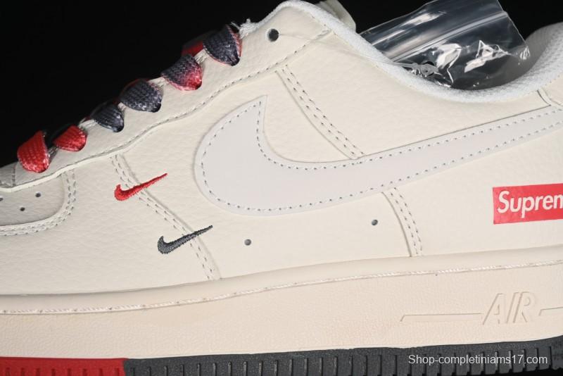 Nike Air Force 1 '07 Low Supreme Collaboration - Beige Red Blue Colorblock Casual Sneakers - XZ6188-228