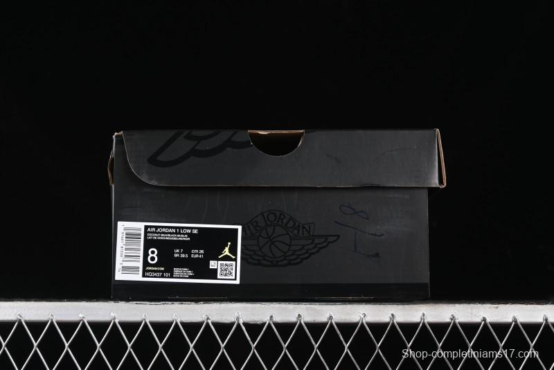 Nike Air Jordan 1 Low "Coconut Milk Black" Casual Basketball Shoes with Contrast Swoosh - HQ3437-101