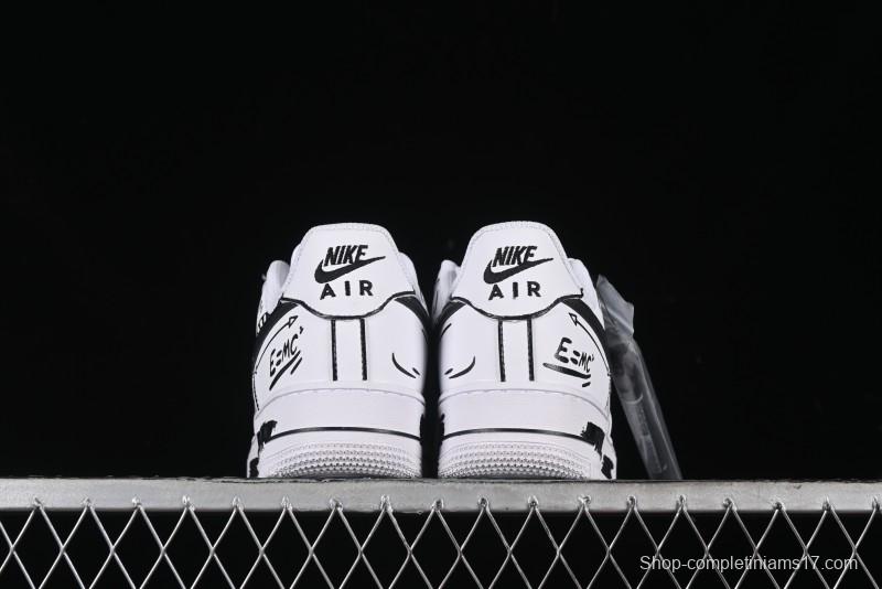 Nike Air Force 1 '07 Low Custom Casual Sneakers with Black and White Manga-Style Hand-Drawn Function Formulas - CT7724-111