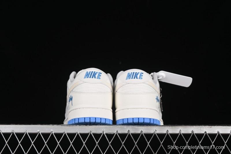 Nike SB Dunk Low Stussy Series - Woven Colorful White Swoosh Anniversary Custom Low-Top Casual Skate Shoes - KK1888-014