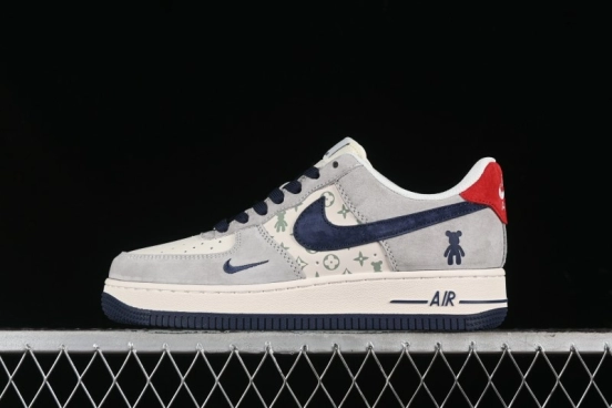 Nike Air Force 1 '07 Low Violent Bear Collaboration - Grey Blue Print Low-Top Casual Sneakers - SJ9188-001